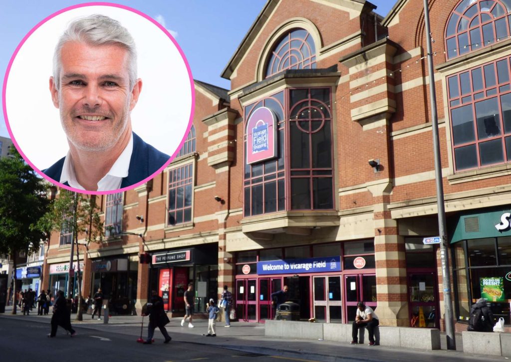 Vicarage Field Shopping Centre and (inset) council leader Dominic Twomey