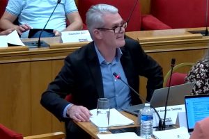 Dominic Twomey at Barking Town Hall during the budget debate