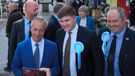 Reform UK leader Nigel Farag in Dagenham Heathway today (credit LDRS/Nick Clark)