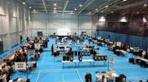 A view of the election count at Barking Sporthouse