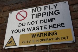 'No fly-tipping' sign