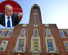 Barking Town Hall and (inset) Labour cabinet member for finance Rocky Gill