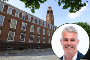 Barking Town Hall and (inset) council leader Dominic Twomey