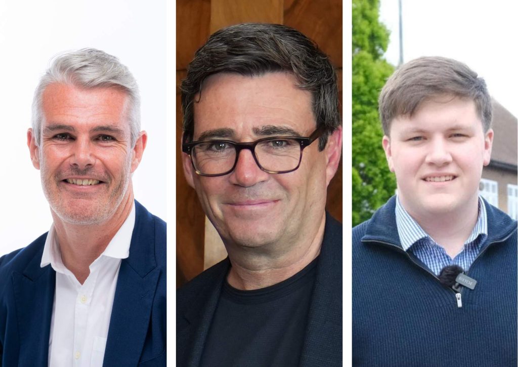 From left; Dominic Twomey, Andy Burnham, Ben Suter