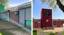 How St Chads cricket pavilion looks now (left, credit John Burke Associates) and the design for its refurb (right, credit Be First)