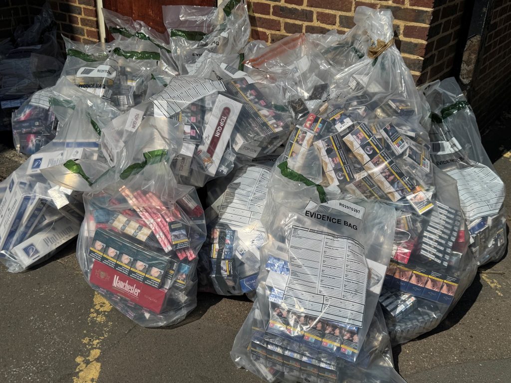 Illegal cigarettes discovered in a raid in Dagenham Heathway (credit Barking and Dagenham Council)