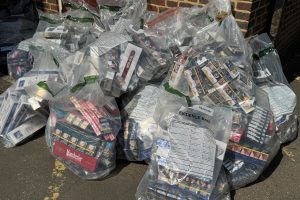 Illegal cigarettes discovered in a raid in Dagenham Heathway (credit Barking and Dagenham Council)
