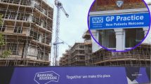 Barking Riverside and (inset) a GP surgery