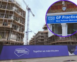 Barking Riverside and (inset) a GP surgery