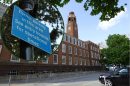 Barking Town Hall and (inset) a parking permit sign