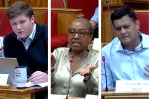 From left; Reform councillor Ben Suter, Labour's Ingrid Robinson, and Green councillor Moin Quadri