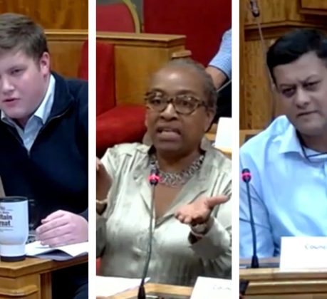 From left; Reform councillor Ben Suter, Labour's Ingrid Robinson, and Green councillor Moin Quadri
