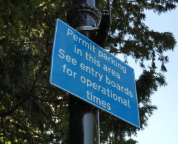 A permit parking sign