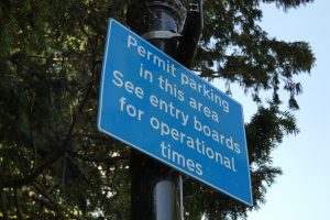 A permit parking sign