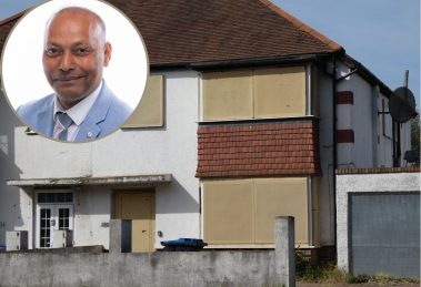 An empty home and (inset) Labour cabinet member Syed Ghani