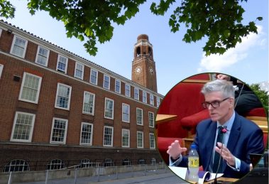 Barking Town Hall and (inset) auditor Guy Clifton