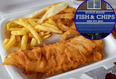 Fish and chips (credit Meelan Bawjee via Unsplash) and (inset) the chippy in Beadles Parade