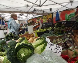 A fruit and veg market stall