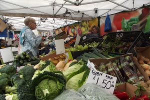 A fruit and veg market stall