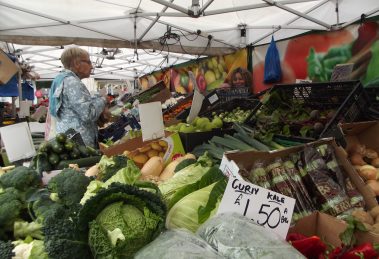 A fruit and veg market stall