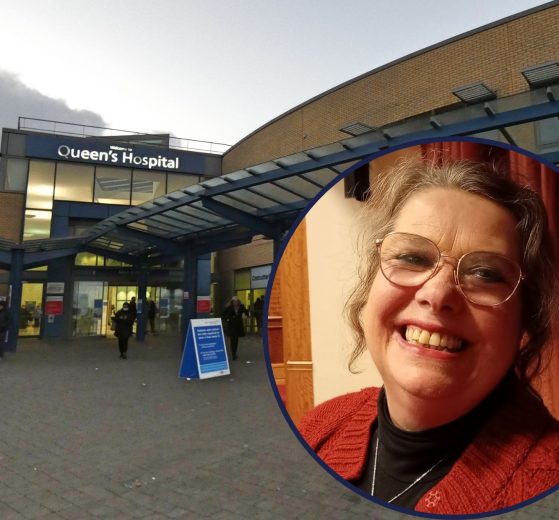 Queen's Hospital and (inset) councillor Marion Hull